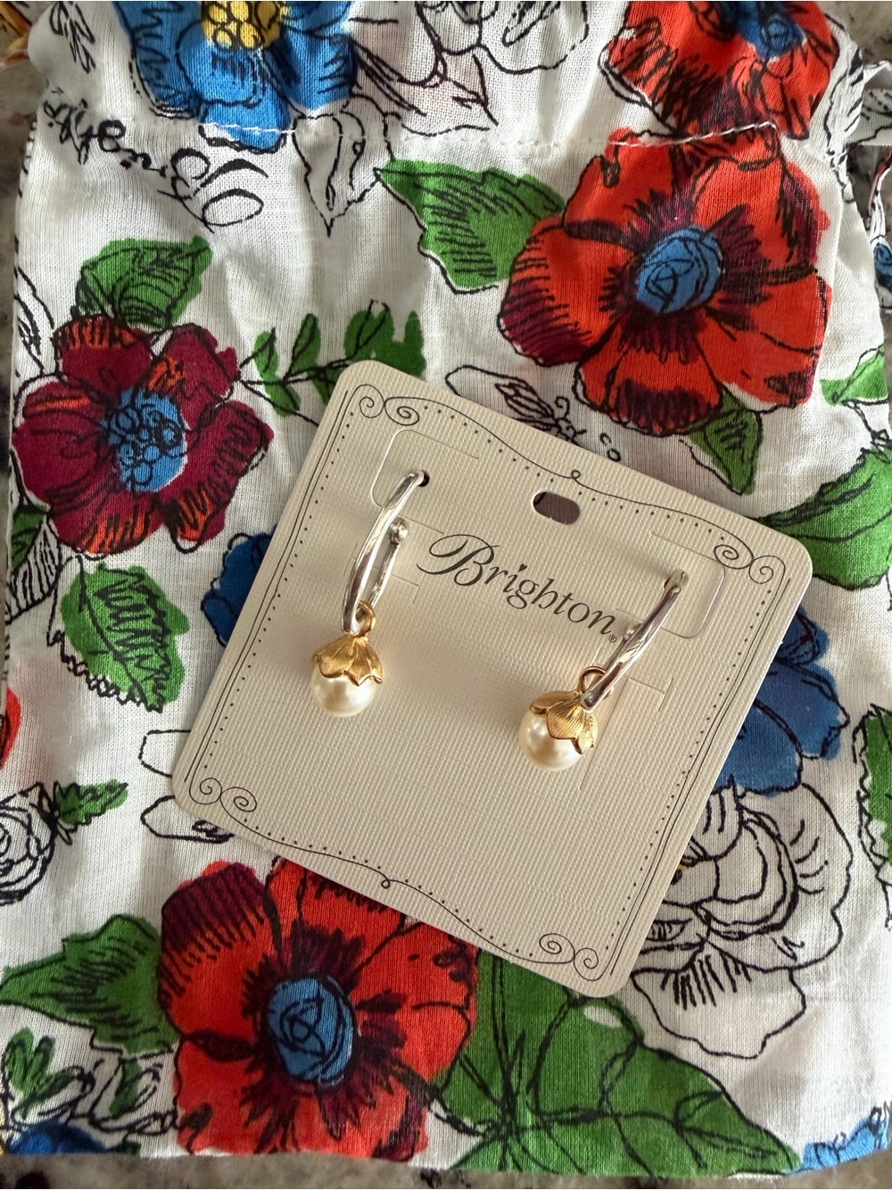 Brighton Gold Pearl Drop Earrings